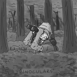 anthro backpack binoculars bucket_hat clothing collared_shirt countershade_face countershading forest fur hat headgear headwear male markings plant shirt shrub solo spots spotted_body spotted_fur topwear tree ricky_arts felid feline humanoid lynx mammal 1:1 monochrome
