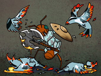 abstract_background ambiguous_gender axe battle_axe fight holding_battle_axe holding_melee_weapon holding_object holding_shield holding_weapon magic_armor melee_weapon shield weapon ylam dungeon_crawl_stone_soup animal_humanoid ant ant_humanoid arthropod arthropod_humanoid avian bird humanoid hymenopteran hymenopteran_humanoid insect insect_humanoid 4:3 absurd_res hi_res