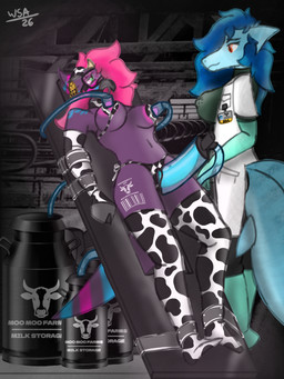 animal_print animal_print_bikini animal_print_thigh_highs anthro barn bdsm bikini bondage boots bound bovid_horn bovine_horn breasts clothing coat collar cow_horn cow_print cow_print_bikini cow_print_thigh_highs duo ear_piercing ear_tag footwear genitals gloves handwear hooves horn hypnosis hypnotic_visor intersex intersex/intersex lab_coat latex latex_boots latex_clothing latex_footwear latex_gloves latex_handwear legwear machine milk_tank milking_machine mind_control pattern_bikini pattern_clothing pattern_legwear pattern_swimwear pattern_thigh_highs penis penis_pump piercing shoes swimwear thigh_highs topwear two-piece_swimsuit wolfstarart nora_(wsa) sapphire_(wsa) aquatic avian fish shark 3:4 hi_res