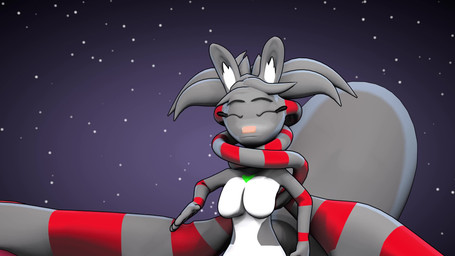 anthro big_ears claws exar female greeting_viewer smile smiling_at_viewer solo flarethelazy canid canine hybrid lagomorph mammal 16:9 4k absurd_res animated hi_res no_sound short_playtime video widescreen
