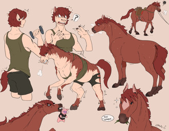 bodily_fluids bottomwear bridle brown_body brown_fur brown_hair clenched_teeth clothing exercise feral fur fur_growth growth hair hooves human_to_feral humanoid_pointy_ears male mid_transformation muscular muscular_male pointy_ears saddle shirt shorts solo species_transformation speech_bubble sweat tail tail_growth tank_top teeth text topwear torn_clothing transformation weightlifting weights workout tinypigdraws annette_(tinypigdraws) equid equine horse human mammal english_text hi_res