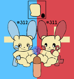 ambiguous_gender erection feet foot_fetish foot_play footjob genitals hashtag id_number male number penile penis sex simple_background tapering_penis text secretsableye nintendo pokemon generation_3_pokemon minun plusle pokemon_(species) digital_media_(artwork) hi_res