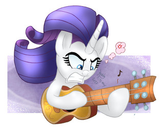 acoustic_guitar female feral guitar horn musical_instrument playing_guitar playing_music plucked_string_instrument solo string_instrument joakaha friendship_is_magic hasbro my_little_pony mythology rarity_(mlp) equid equine mammal mythological_creature mythological_equine unicorn 2017
