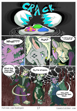border clothed clothing cracking dialogue dimension egg group magic powers psychedelic space text trio what white_border badaspen cosmic_caliber cosmic bat felid lion mammal mouse murid murine pantherine rodent absurd_res comic english_text hi_res