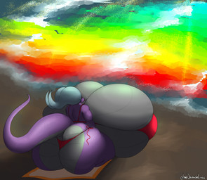 anthro back_boob big_breasts big_butt bikini bottom_heavy breasts butt clothing female horn huge_breasts huge_butt huge_hips huge_thighs hyper hyper_breasts hyper_butt hyper_hips hyper_thighs purple_body purple_scales rear_view scales shortstack solo swimwear thick_thighs two-piece_swimsuit wide_hips iandragonlover mythology casey_(iandragonlover) dragon mythological_creature mythological_scalie reptile scalie 2025 absurd_res digital_media_(artwork) hi_res