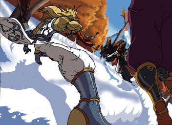 anthro fight group kick male martial_arts martial_arts_uniform snow sportswear thugs chozen warlockthevigilante felid lion mammal pantherine hi_res