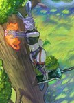 anthro big_sword bulge detailed_bulge femboy genital_outline male medieval medieval_fantasy melee_weapon penis_outline plant prosthetic prosthetic_limb solo sword tree weapon nolansnsfw nero_lucia lagomorph leporid mammal rabbit hi_res