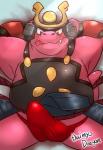 anthro armor asian_clothing bed blush bulge clothing detailed_bulge east_asian_clothing front_view fundoshi furniture genital_outline hands_behind_head japanese_clothing licking licking_lips licking_own_lips looking_at_viewer lying male on_back on_bed overweight overweight_anthro overweight_male penis_outline pink_body pink_scales scales self_lick solo tenting tongue tongue_out underwear matatabi88 tiri_mama monster_world_(series) mythology sega wonder_boy:_the_dragon's_trap wonder_boy_(series) wonderboy daimyo_dragon dragon mythological_creature mythological_scalie scalie hi_res