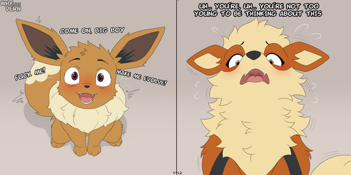 ambiguous_gender blush bodily_fluids brown_body brown_fur dialogue duo feral fur hair open_mouth requesting sex_request simple_background tail talking_feral text tongue whyvern nintendo pokemon arcanine canid canine eevee generation_1_pokemon mammal pokemon_(species) 2025 absurd_res digital_media_(artwork) english_text hi_res adult_(lore)