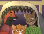 anthro family_photo group male meguca_is_suffering shark_teeth smile smiling_at_viewer trio young young_anthro blaze_wolf jesse_cat tenyo_cat canid canine canis domestic_cat felid feline felis fish mackerel_shark mammal marine megalodon prehistoric_species shark wolf