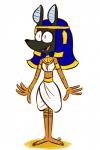 armlet black_body black_fur bottomwear bracelet clothed clothing crossgender egyptian egyptian_clothing egyptian_headdress fangs female for_a_head fur gold_(metal) gold_jewelry headdress headgear headwear jewelry midriff necklace nemes_(clothing) shendyt simple_background skirt smile solo teeth squiddybiddy egyptian_mythology middle_eastern_mythology mythology anubis animal_head animal_humanoid anubian_jackal canid canine canis cynocephalus deity humanoid jackal mammal