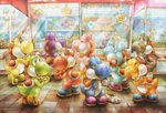 ambiguous_gender claw_machine clothing detailed_background footwear group open_mouth open_smile plushie smile sui_(petit_comet) mario_bros nintendo black_yoshi blue_yoshi cyan_yoshi green_yoshi orange_yoshi pink_yoshi purple_yoshi red_yoshi white_yoshi yellow_yoshi yoshi 2020