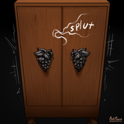 brown_furniture door door_handle furniture motion_lines onomatopoeia simple_background sound_effects text wardrobe wood wood_furniture zero_pictured pink_prawn 1:1 absurd_res hi_res
