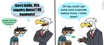 anthro beak clothed clothing crossed_arms dialogue duo face_mask hair humor male money necktie political_cartoon politics shirt sigh simple_background suit text topwear united_states_of_america wallet white_background happyroadkill eric_eagle accipitrid accipitriform avian bald_eagle bird eagle human mammal sea_eagle 2021 comic digital_drawing_(artwork) digital_media_(artwork) english_text flat_colors hi_res multiple_scenes