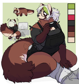 anthro big_breasts big_butt biped black_nose breasts brown_body brown_fur butt clothed clothing controller curvy_figure duo electronics eyewear facesitting female feral fluffy fluffy_tail fully_clothed fur gaming gaming_while_penetrated glasses green_hair hair kneeling looking_at_another male multicolored_body multicolored_fur multicolored_hair multiple_forms neck_tuft overalls ponytail question_mark shirt shortalls sitting sitting_on_another snout tail television thick_thighs topwear tuft two_tone_hair voluptuous white_body white_fur white_hair wide_hips iriedono anon canid canine mammal raccoon_dog tanuki 2022 colored digital_media_(artwork) hi_res