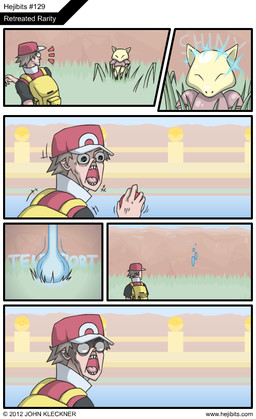 :o alternate_color ambiguous_gender backpack brown_hair clothing fail grass hair hat headgear headwear holding_object holding_pokeball humor jacket male open_mouth plant pokeball standard_pokeball teleport_(move) teleportation topwear hejibits john_kleckner nintendo pokemon pokemon_trainer red_(pokemon) abra generation_1_pokemon human mammal pokemon_(species) shiny_pokemon comic