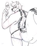 anthro black_nose butt clock clothed clothing eyebrows eyewear glasses looking_at_viewer looking_back looking_back_at_viewer male pocketwatch simple_background skunk_stripe slightly_chubby smile solo standing tail teeth thick_eyebrows underwear underwear_only watch whisker_spots white_background p_rindustries mammal mephitid skunk 4:5 guide_lines hi_res monochrome sketch