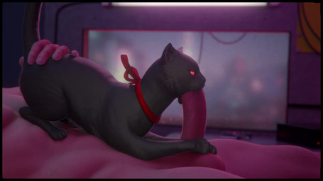 ambiguous_feral ambiguous_gender ambiguous_penetrated balls bestiality black_body black_ears black_fur black_tail deep_throat erection faceless_character faceless_human faceless_male feral feral_penetrated fur genitals hand_on_butt human_on_feral human_penetrating human_penetrating_ambiguous human_penetrating_feral humanoid_genitalia humanoid_penis interspecies male male/ambiguous male_human male_on_feral male_penetrating male_penetrating_ambiguous male_penetrating_feral muscular muscular_human muscular_male oral oral_penetration orange_eyes penetration penis penis_in_mouth raised_tail ribbon_collar sex tail catcracker9000 domestic_cat felid feline felis human mammal 3d_(artwork) 3d_animation animated digital_media_(artwork) hi_res loop short_playtime sound video