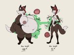 anthro belly bodily_fluids breasts expansion female hungry lactating milk noises nude organs rumbling_stomach slightly_chubby solo starved starving stomach weight_gain sinfullapis canid canine fox mammal true_fox hi_res