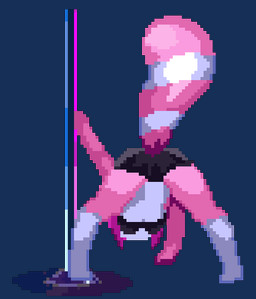 anthro bent_over bottomwear bra butt clothing dancing female markings pink_body pole presenting presenting_hindquarters shorts solo spread_legs spreading striped_markings striped_tail stripes stripper stripper_pole tail tail_markings teasing thighs_spread underwear lewd_eden_games symbell canid canine fox mammal raccoon_dog tanuki animated digital_media_(artwork) pixel_(artwork) pixel_animation smaller_version_at_source