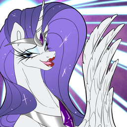 abstract_background alternate_species armor blue_eyes blue_eyeshadow circlet crown eyelashes eyeshadow feathered_wings feathers female feral fur headgear horn lidded_eyes lipstick long_mane makeup mane open_mouth open_smile peytral purple_mane red_lipstick smile snout solo sparkles sparkling_mane tiara unicorn_horn white_body white_fur wings 2hrnap friendship_is_magic hasbro my_little_pony mythology rarity_(mlp) equid equine mammal mythological_creature mythological_equine winged_unicorn 1:1 2024 absurd_res digital_drawing_(artwork) digital_media_(artwork) hi_res