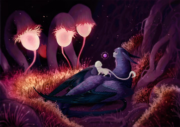 amazing_background ambiguous_gender detailed_background dot_eyes duo feathered_ears feathers female female_feral feral folded_wings fur grass light looking_at_object lying monotone_body monotone_fur monotone_tail multicolored_body multicolored_feathers on_front orange_grass outside plant purple_body purple_feathers purple_wings roots simple_eyes tail white_body white_fur white_tail wings jejejunum european_mythology greek_mythology mythology secret_(jejejunum) whisper_(jejejunum) avian fraid_(species) harpy mythological_avian mythological_creature nethermare spirit 2025 detailed digital_media_(artwork) firealpaca_(artwork) hi_res lighting shaded