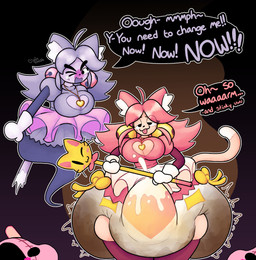 abdl angry big_breasts big_diaper blush bodily_fluids bottomwear bow_ribbon breasts bulge cleavage_cutout clothed clothing cum cum_in_clothing cum_through_clothing cum_through_diaper cumshot cutout dancewear dialogue diaper diaper_bulge diaper_change_request ejaculation embarrassed excessive_feces eyebrows feces feline_tail female genital_fluids ghost_tail gloves gynomorph handwear happy hyper hyper_feces hyper_soiling intersex legwear locket looking_pleasured magical_girl_wand one_eye_closed pooping skirt smelly soiled_diaper soiling soiling_diaper squish stink_fumes tears thick_eyebrows thigh_highs thigh_squish tongue tongue_out tutu unclean_diaper used_diaper using_diaper uwu wearing_diaper wet wet_clothing pincoosh deltarune undertale_(series) mad_mew_mew mew_mew_(undertale) animal_humanoid cat_humanoid felid felid_humanoid feline feline_humanoid ghost humanoid mammal mammal_humanoid spirit digital_media_(artwork) hi_res signature trans_(lore) trans_woman_(lore)
