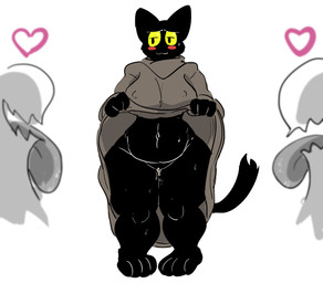 ambiguous_gender anthro blush bodily_fluids female female_focus genitals group heart_symbol holidays overweight shortstack solo_focus sweat tongue tongue_out vulva yellow_eyes yellowdog google google_doodle halloween magic_cat_academy momo_(google) felid ghost mammal spirit 2016 digital_media_(artwork) hi_res shaded