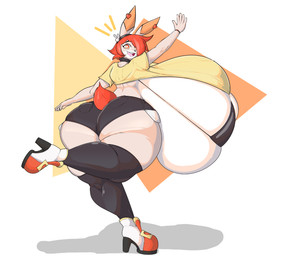 5_fingers anthro big_breasts big_butt bikini bottomwear breasts butt clothing denim denim_bottomwear denim_clothing denim_shorts female female_anthro fingers footwear hair heart_pupils heart_symbol high_heels huge_breasts huge_butt hyper hyper_breasts legwear looking_at_viewer looking_back looking_back_at_viewer open_mouth orange_eyes orange_hair orange_tail shirt shoes shorts solo swimwear tail tongue topwear two-piece_swimsuit thelazydreamer clare_(themushlord) lagomorph leporid mammal rabbit 2024 hi_res