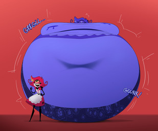 1_eye before_and_after belly belly_expansion big_belly big_breasts black_clothing black_eyes black_legwear black_mouth blue_body blue_clothing blue_hair blue_panties blue_skin blue_topwear blue_underwear blueberry_inflation blush body_inflation breast_expansion breasts changing_color clothing expansion eyelashes female front_view glunk_(sound_effect) hair huge_belly huge_breasts hyper hyper_belly hyper_breasts hyper_inflation immobile inflation legwear looking_at_viewer maid_uniform motion_lines navel not_furry onomatopoeia open_mouth open_smile panties pink_cheeks pink_tongue purple_sclera red_background red_clothing red_hair red_sclera red_topwear round_body sharp_teeth simple_background smile solo sound_effects spherical_inflation teeth text tight_clothing tongue topwear turning_blue underwear uniform white_body white_clothing white_skin white_topwear yellow_teeth salthel hazbin_hotel hellaverse niffty_(hazbin_hotel) demon humanoid 2026 absurd_res colored digital_media_(artwork) hi_res shaded