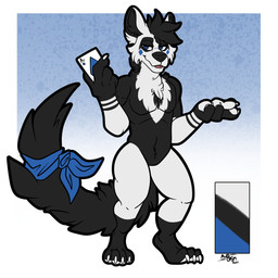 accessory anthro card chest_tuft claws fangs furgonomics half-closed_eyes holding_card holding_object inner_ear_fluff male narrowed_eyes navel nude nude_anthro nude_male open_mouth raised_tail ribbons solo tail tail_accessory tail_ribbon teeth tuft awoogasm ace_(awoogasm) gulonine mammal marten mustelid musteline 1:1 2021 hi_res model_sheet signature
