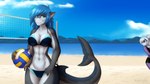 abs anthro athletic athletic_female beach being_watched bikini blue_hair breasts clothing day duo ear_piercing female furgonomics furry-specific_piercing grey_body hair holding_object industrial_piercing looking_at_another looking_at_viewer navel non-mammal_breasts piercing seaside smile solo_focus sport swimwear tail tail_piercing two-piece_swimsuit volleyball xaenyth erika_(ambris) salvia_carhina fish marine shark absurd_res digital_media_(artwork) hi_res shaded