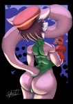 anthro beret butt butt_focus clothing cosplay female fluffy fluffy_tail fur hat headgear headwear one_piece_suit pink_body pink_fur pose solo tail tight_clothing wide_hips claydust capcom street_fighter cammy_white isea_(turkojar) domestic_cat felid feline felis mammal absurd_res alpha_channel hi_res pinup