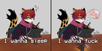 anthro big_breasts breasts clothing erection fur genitals hair hoodie male pussy red_hair solo topwear yellow_body yellow_fur harucat harucat_(harucat) felid feline mammal comic hi_res