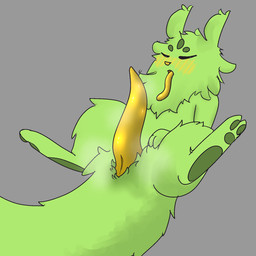 animal_genitalia cloaca cloacal_penis feral fluffy genitals gold_penis herm intersex musk paws penis solo tapering_penis tongue tongue_out novywolf rain_world videocult saint_(rain_world) slugcat 1:1