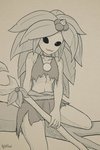 black_eyes female flower hair looking_at_viewer not_furry plant simple_background solo staff klifflod starbound nuru_(starbound) elemental_creature elemental_humanoid flora_fauna floran humanoid plant_humanoid 2:3 digital_media_(artwork) greyscale hi_res monochrome
