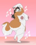 anthro belly big_belly big_breasts big_butt breasts butt dancing female musical_note musical_symbol nude obese obese_anthro obese_female overweight overweight_anthro overweight_female solo symbol thick_thighs wide_hips xxsparcoxx hibiki_kunoichi akita canid canine canis domestic_dog mammal spitz hi_res