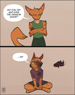 ambiguous_gender anthro burn burn_mark burnt clothing dialogue eye_scar facial_scar feral grey_background group scar simple_background smoke text trio 5ushiroll mythology dragon kobold mammal mythological_creature mythological_scalie scalie absurd_res character_request comic english_text hi_res