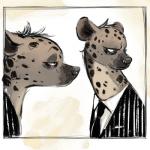 1:1 2016 angry anthro border clothing digital_media_(artwork) disney duo fearmywaffles hyena looking_at_viewer male mammal simple_background spots spotted_hyena suit white_background white_border zootopia