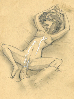 after_sex anthro blind bodily_fluids breasts cum cum_from_vagina cum_in_vagina cum_inside cum_on_belly cum_on_body disability female genital_fluids genitals looking_at_viewer messy nipples nude simple_background solo spread_legs spreading tail vulva tush_(artist) canid canine canis domestic_dog mammal graphite_(artwork) toned_paper traditional_media_(artwork)