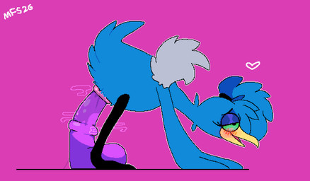 animal_dildo animal_sex_toy beak bedroom_eyes black_legs blue_body blue_feathers blush bodily_fluids breath cloaca_juice dildo equine_dildo feathers female feral genital_fluids green_eyes heart_symbol medial_ring narrowed_eyes open_beak open_mouth panting seductive sex_toy solo text matchesyashi nintendo pokemon avian cramorant generation_8_pokemon pokemon_(species) 2026 animated hi_res