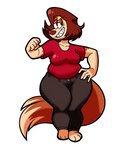 anthro female hand_on_hip sharp_teeth simple_background solo teeth thick_thighs white_background wide_hips galactabee nikki_(galactabee) canid canine canis domestic_dog mammal 5:6 absurd_res hi_res