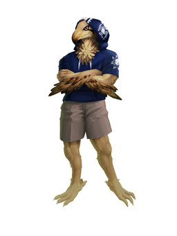 anthro arm_feathers beak blue_clothing blue_hoodie blue_topwear bottomwear brown_body brown_feathers clothed clothing crossed_arms feathers front_view fur glistening glistening_eyes grey_bottomwear grey_clothing grey_shorts hoodie male mouth_closed multicolored_body multicolored_feathers shorts simple_background solo standing tan_body tan_eyes tan_feathers tan_fur topwear two_tone_body two_tone_feathers unsigned white_background papayafurry avian 3:4 full-length_portrait hi_res portrait