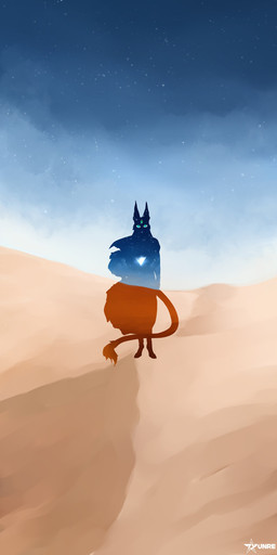 3_eyes abstract_art ambiguous_gender anthro desert multi_eye night silhouetted_body sky skyscape solo tyunre ombrelune zephyr_ombrelune felid feline lynx mammal absurd_res hi_res female_(lore)