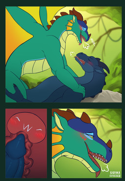 comic_panel dialogue duo emoticon female feral genitals green_body green_scales male male/female owo penetration penile penile_penetration scales speech_bubble text slo1ka mythology wings_of_fire deathbringer_(wof) glory_(wof) dragon mythological_creature mythological_scalie nightwing_(wof) rainwing_(wof) scalie absurd_res comic english_text hi_res