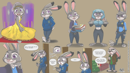 angry anthro book clothed clothed_female clothing dialogue dress ears_as_hair female hair_bun_ears male police police_uniform sweater text topwear uniform nickofthebra disney marvel spider-man_(series) zootopia judy_hopps spider-man_(character) european_rabbit lagomorph leporid mammal oryctolagus rabbit 16:9 2025 4k absurd_res comic crossover english_text hi_res widescreen