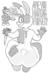 5_fingers all_fours anthro arched_back ass_up bodily_fluids breasts bubble_butt buckteeth butt butt_focus clothing curvy_figure dialogue exclamation_point eyelashes feet female fingers grey_body hat headgear headwear high-angle_view hindpaw jumpsuit knife looking_at_viewer looking_back machine male multicolored_body paws question question_mark rabbit_ears red_eyes scut_tail seam_(sewing) short_tail simple_background solo speech_bubble stitch_(sewing) sweat sweatdrop tail teeth text thick_thighs top_hat topwear two_tone_body white_background white_body nanocorpx five_nights_at_freddy's five_nights_at_freddy's:_security_breach scottgames steel_wool_studios helpy_(fnaf) vanny_(fnaf) animatronic bear lagomorph leporid mammal patchwork_creature rabbit robot 2025 digital_media_(artwork) english_text greyscale hi_res monochrome