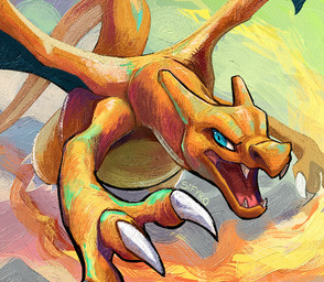 blue_eyes claws fangs fire flying horn long_tail looking_at_viewer open_mouth orange_body painterly perspective tail teeth wings blitzdrachin conditional_dnp mythology nintendo pokemon charizard dragon generation_1_pokemon mythological_creature mythological_scalie pokemon_(species) scalie 2025 digital_media_(artwork) digital_painting_(artwork) painting_(artwork) rebelle_(artwork) tagme