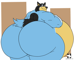 anthro belly big_belly big_butt butt fur huge_belly huge_butt looking_at_viewer looking_back looking_back_at_viewer male morbidly_obese morbidly_obese_anthro morbidly_obese_male mouth_closed nude obese obese_anthro obese_male overweight overweight_anthro overweight_male rear_view smile smiling_at_viewer solo tail wide_eyed zangokunatenshi bluey_(series) bandit_heeler australian_cattle_dog canid canine canis cattledog domestic_dog herding_dog mammal pastoral_dog 2025 hi_res signature