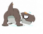 anus ass_up butt dinosaur female feral fossil_pokemon generation_6_pokemon genitals looking_back nintendo pokemon pokemon_(species) pussy reptile scalie simple_background solo tyrunt unknown_artist white_background